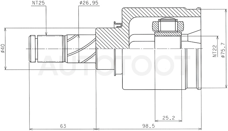 Шрус внутренний левый (22x40x25) -ST1560 Sufix для NISSAN TIIDA, NISSAN ALMERA CLASSIC, NISSAN NOTE