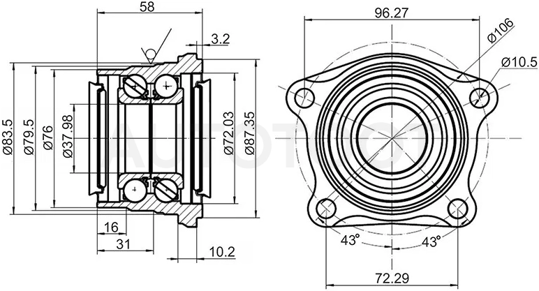 Полуступица задняя TOYOTA RAV4/IPSUM/NADIA/GAIA 4WD 94-00 - Артикул ST4240942010 - Производитель Sat - Фото, Отзывы, Цены