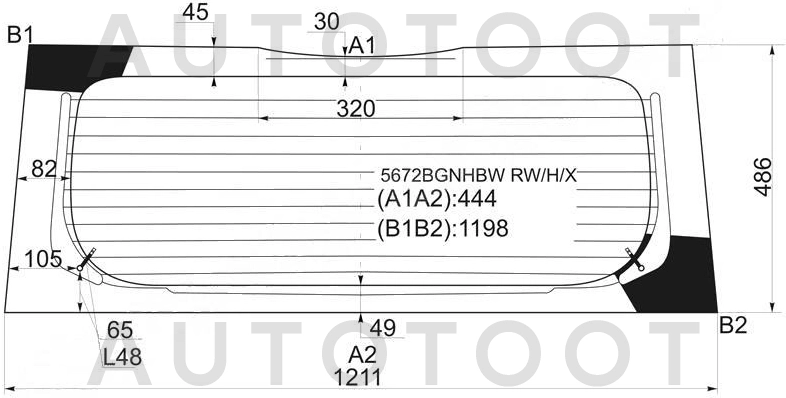 Стекло заднее (крышка багажника) с обогревом -  для MITSUBISHI COLT