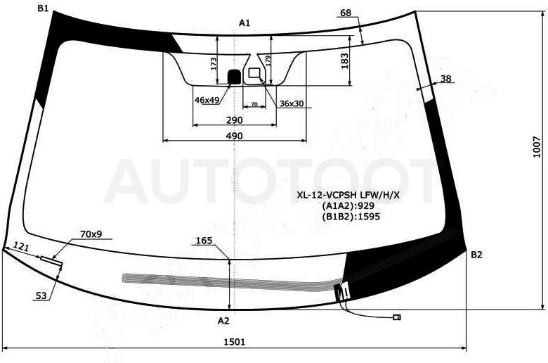 Стекло лобовое в клей -  для MITSUBISHI OUTLANDER