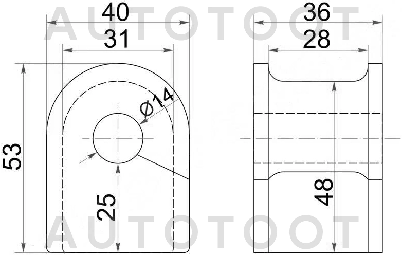 Втулка переднего стабилизатора d=14 -ST4881812190 Sat для TOYOTA NADIA, TOYOTA COROLLA, TOYOTA SPRINTER