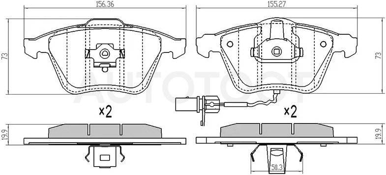 Колодки тормозные (Спереди) Audi A3 03-13 / Volkswagen Golf 03-16 / Jetta 05-10 / Passat 05-11 / Audi S3 08-12 / TT 06-14 / TTS 08-14 / SEAT Leon 05-12 / Skoda Fabia 07-15 / Superb 08-15 / Yeti 09-18 / Volkswagen Passat CC 08-11 / Scirocco 08-14