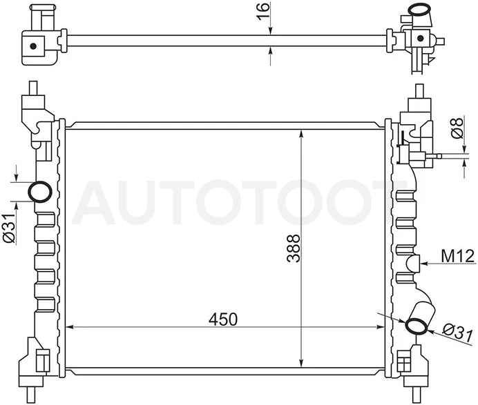 Радиатор Chevrolet Spark 10-16 / Ravon R2 16-20