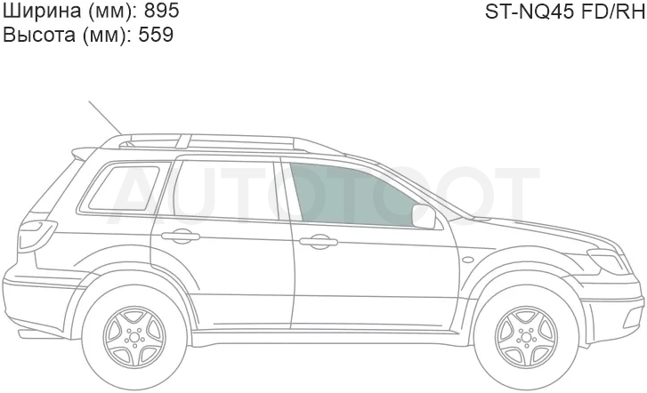 Стекло боковое опускное (Спереди/ Справа/ Цвет зеленый) Mitsubishi Outlander 02-09 / Airtrek 01-05
