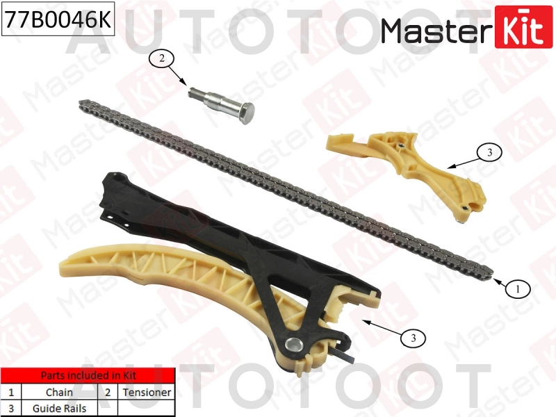 Ремкомплект цепи ГРМ без шестерни 2, 0 дизель -77B0046K MasterKit для BMW 1SERIES