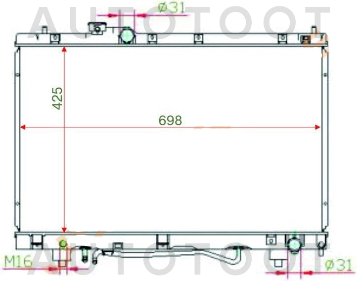Радиатор охлаждения -TY0002SXM Sat для TOYOTA IPSUM, TOYOTA NADIA, TOYOTA GAIA, TOYOTA PICNIC
