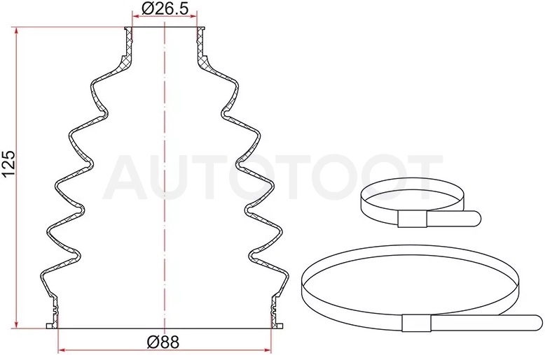 Пыльник шрус наружный GEELY MONJARO/OPEL ASTRA H/J 04-/NISSAN PATHFINDER К51 05- (2 хомута. термопластик)