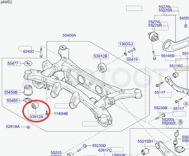 Сайлентблок заднего подрамника внутренний -7701668SX Stellox для KIA SPORTAGE