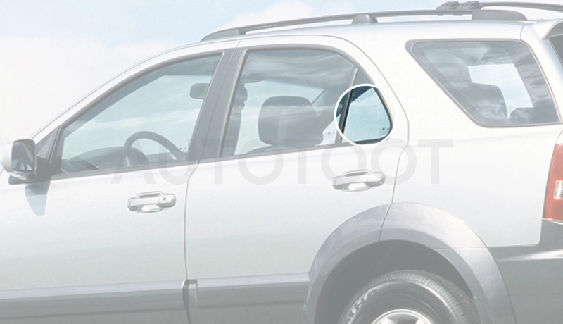 Стекло форточки (уголок) задней левой двери -  для KIA SORENTO