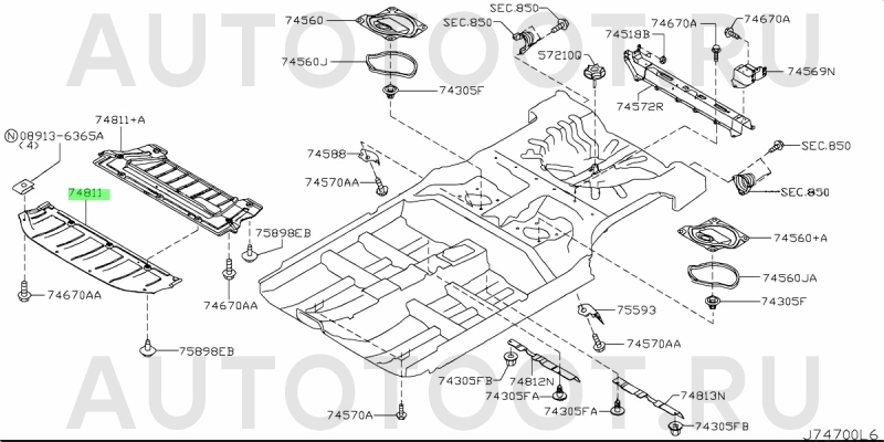 Защита двигателя пластиковая -STDT650250R Sat для NISSAN QASHQAI