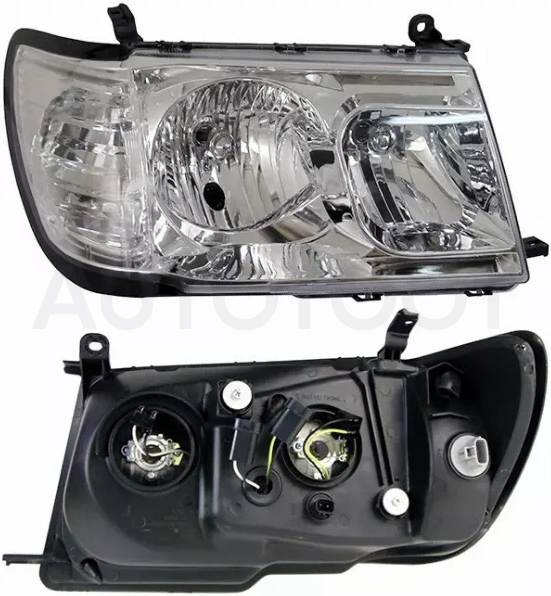 Фара Toyota Land Cruiser (J100) 98-02 (Справа/ Галоген/ Ручная регулировка/ цельная хрусталь. до рейсталинга!)