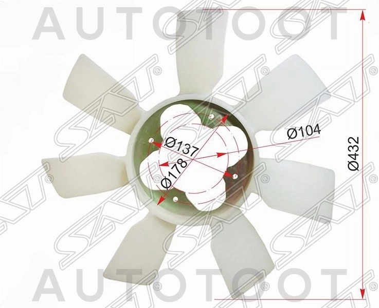 Крыльчатка вентилятора 1-3RZF#, 2TR-FE, 1GR-FE -ST1636175020 Sat для TOYOTA LAND CRUISER PRADO
