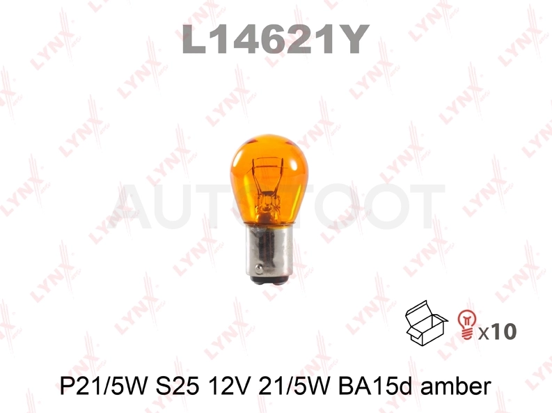 Лампа P21/5W  S25 12V 21/5W BA15D AMBER LYNXauto