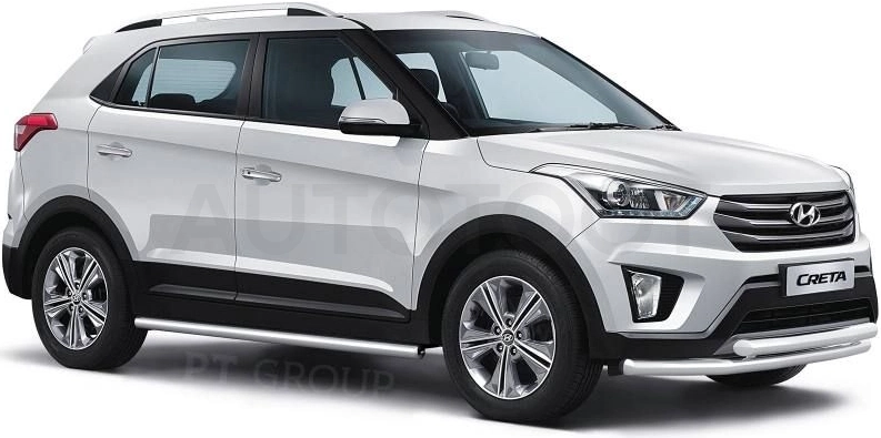 HYUNDAI Creta 2016- Защита порогов вогнутая Ø63мм (НПС) - Артикул 11030201 - Производитель PT Group - Фото, Отзывы, Цены