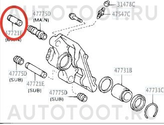 Направляющая заднего суппорта короткая -ST9038910053 Sat для TOYOTA CELICA, TOYOTA COROLLA, TOYOTA COROLLA FIELDER, TOYOTA ALLEX, TOYOTA RUNX, TOYOTA COROLLA VERSO, TOYOTA MATRIX, TOYOTA IST, TOYOTA P