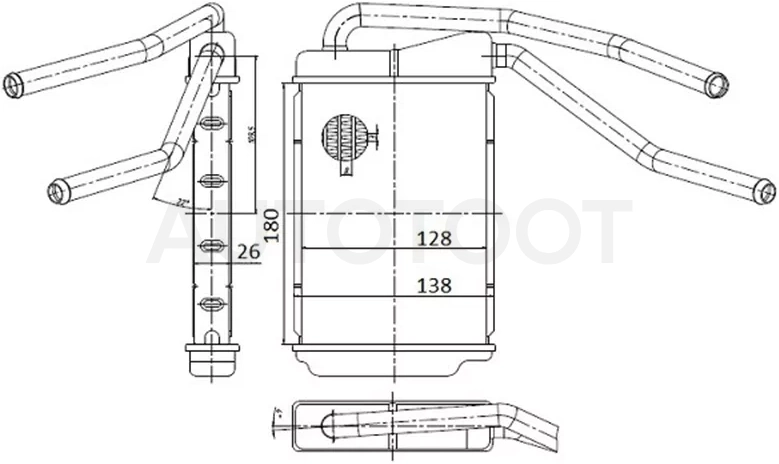 Радиатор отопителя салона Daewoo Nexia 94-16 / Ravon Nexia R3 16-20 - Артикул STDW253950 - Производитель Sat - Фото, Отзывы, Цены