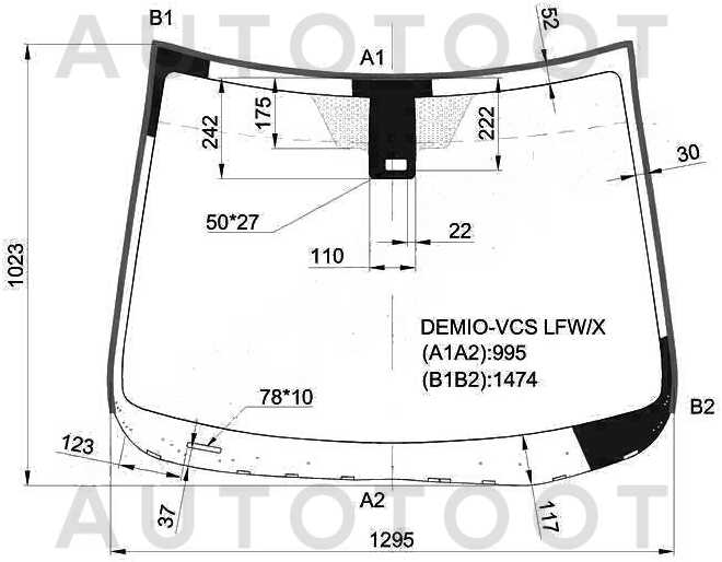 Стекло лобовое в клей -  для MAZDA 2 (DEMIO)