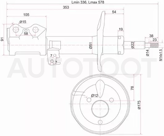 Стойка передняя Toyota Corolla Fielder (E140) 06-12 / Corolla Axio (E140) 06-12