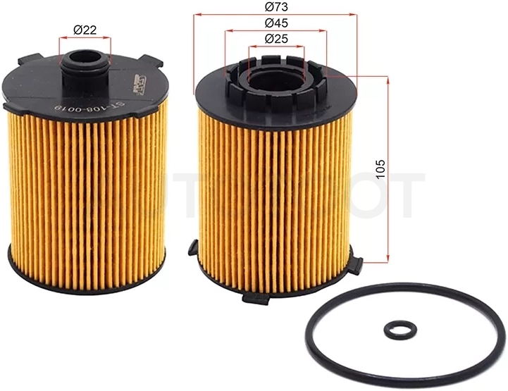 Фильтр масляный (картридж) VOLVO S60 13-/S80 13-/S90 16-/V40 14-/V60 13-/V70 13-16/XC40 17-/XC60 12- / Geely Tugella 18