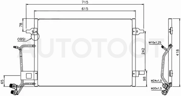 Радиатор кондиционера Audi A4 94-01 / Volkswagen Passat 96-00