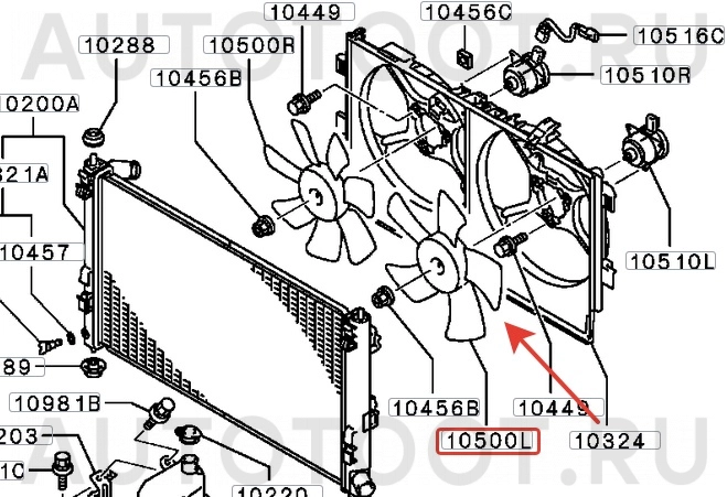 Крыльчатка вентилятора радиатора левая -  для MITSUBISHI ASX, MITSUBISHI LANCER, MITSUBISHI OUTLANDER