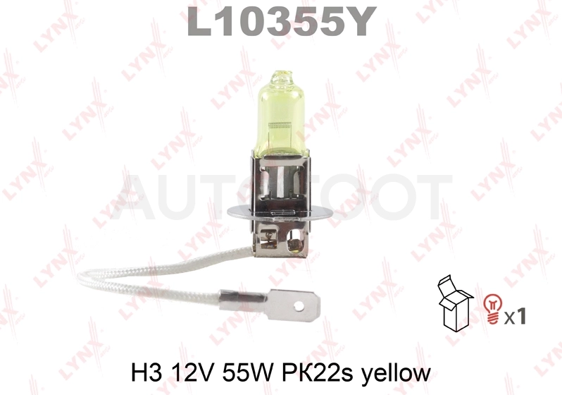 Лампа H3 12V55W Pk22s YELLOW LYNXauto