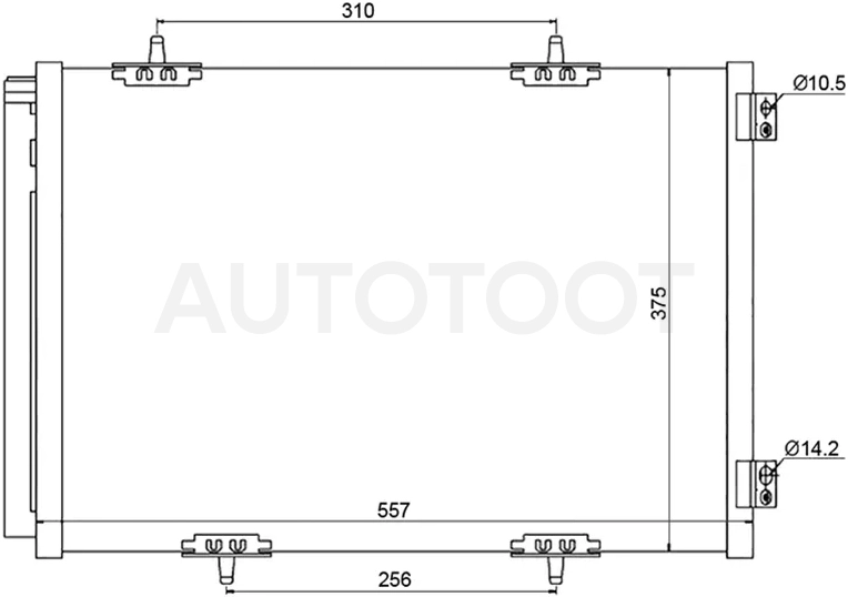 Радиатор кондиционера Citroen C3 01-16 / C2 03-07 / C3 Picasso 09-16 / DS3 09-21 / Peugeot 1007 05-09 / 2008 14-19 / 207 06-15 / 208 12-19