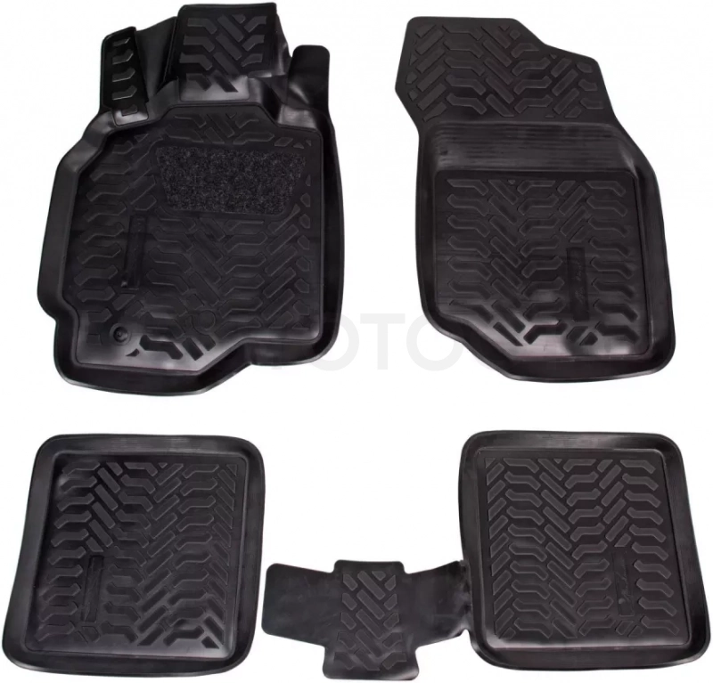 Ковры для Mitsubishi Lancer IX (03-07) 5 шт., выс.борт, 3D с подпятником, ТЭП, черн.