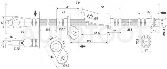 Шланг тормозной передний левый -ST9094702F50 Sat для TOYOTA RAV4