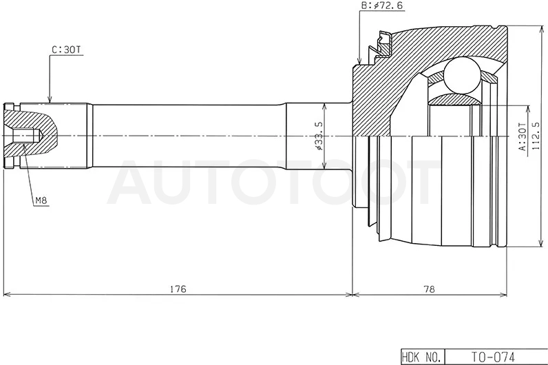 Шрус (Спереди/ Наруж) Toyota Land Cruiser (J100) 98-07 / Lexus LX 98-07 / Toyota Land Cruiser Cygnus 98-07