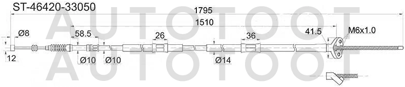 Трос стояночного тормоза задний правый -ST4642033050 Sat для TOYOTA CAMRY, TOYOTA CAMRY GRACIA, LEXUS ES300