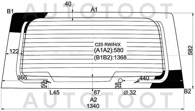 Стекло заднее (крышка багажника) с обогревом NISSAN SERENA C25 VAN 2005- -  для NISSAN SERENA
