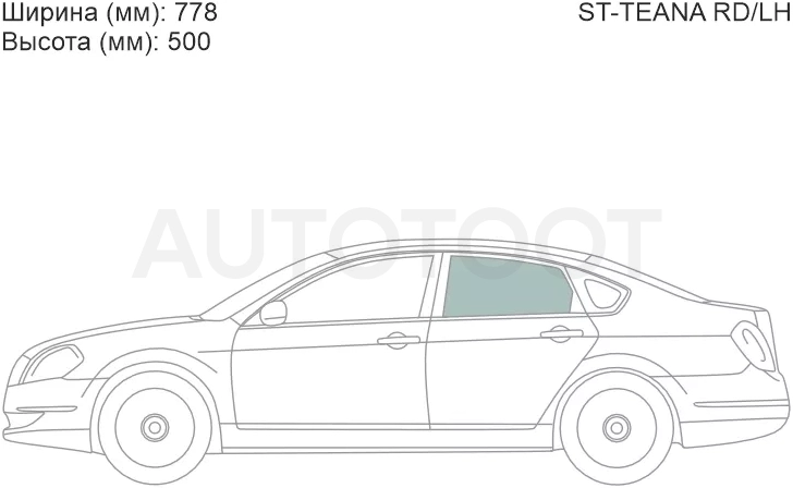 Стекло боковое опускное (Сзади/ Слева/ Цвет зеленый) Nissan Teana 03-08
