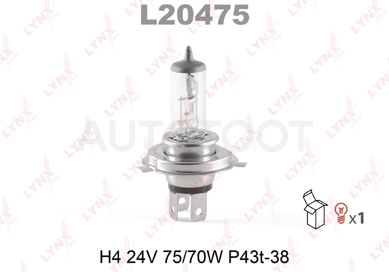 Лампа H4 24V 75/70W P43T-38 LYNXauto