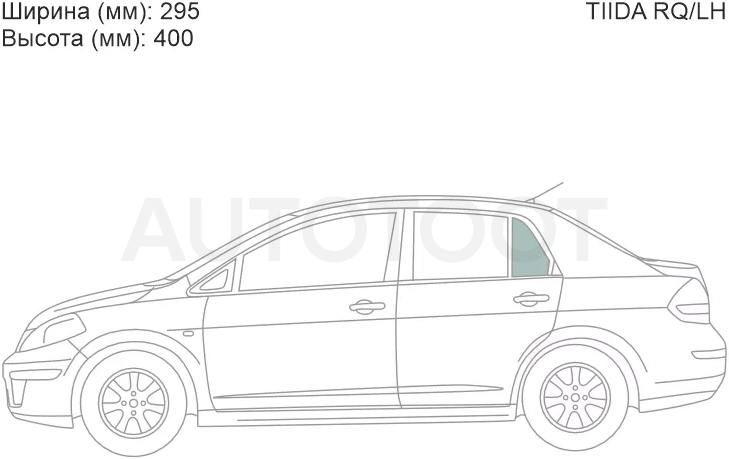 Стекло форточки (Сзади/ Слева/ Цвет зеленый) Nissan Tiida 04-14 / Tiida Latio 04-12