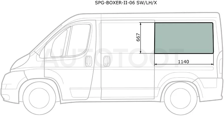 Стекло кузова боковое (не опускное) (Слева/ Цвет зеленый) Peugeot Boxer 06- / Citroen Jumper 06