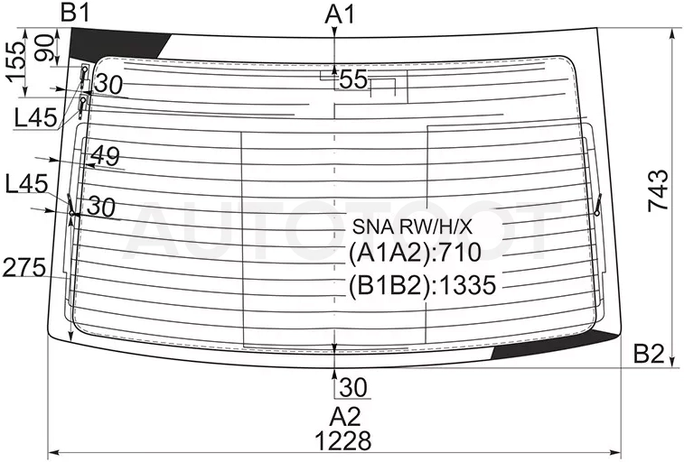 Стекло заднее (Цвет зеленый/ Обогрев/ 4D SED) Honda Civic 05-12 / Civic USA 05-08