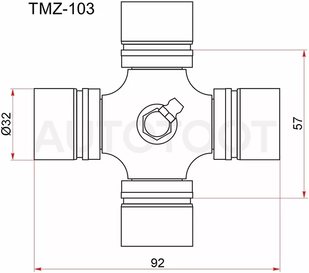Крестовина карданного вала MAZDA TITAN/KIA SORENTO 02-06 с тавотницей - Артикул TMZ103 - Производитель Toyo - Фото, Отзывы, Цены