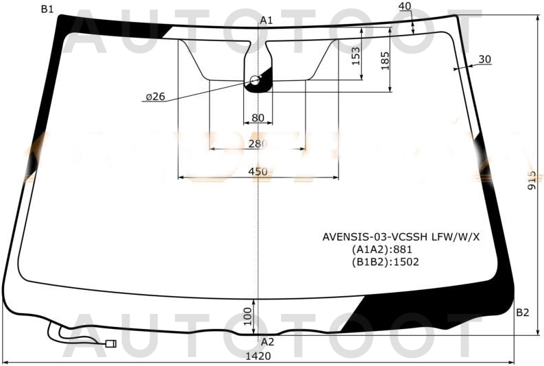 Стекло лобовое с обогревом в клей -  для TOYOTA AVENSIS