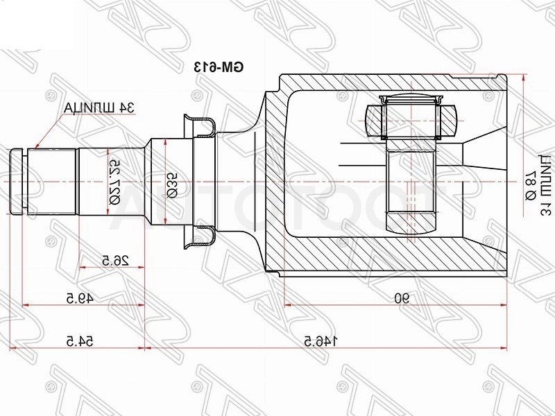Шрус внутренний правый 31x35x34 -M8112031 Marshall для CHEVROLET CRUZE