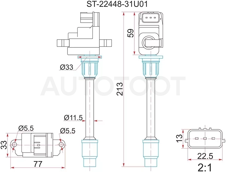 Катушка зажигания RR NISSAN CEFIRO A32 VQ20DE/VQ25DE/VQ30DE 94-98 (3)