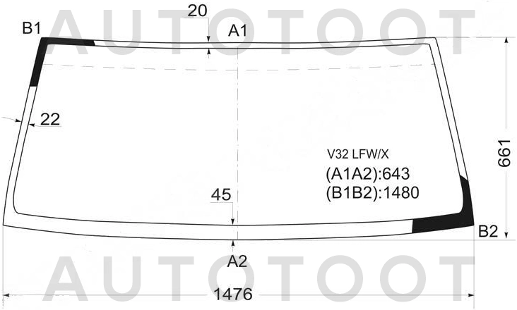 Стекло лобовое в клей -  для MITSUBISHI PAJERO