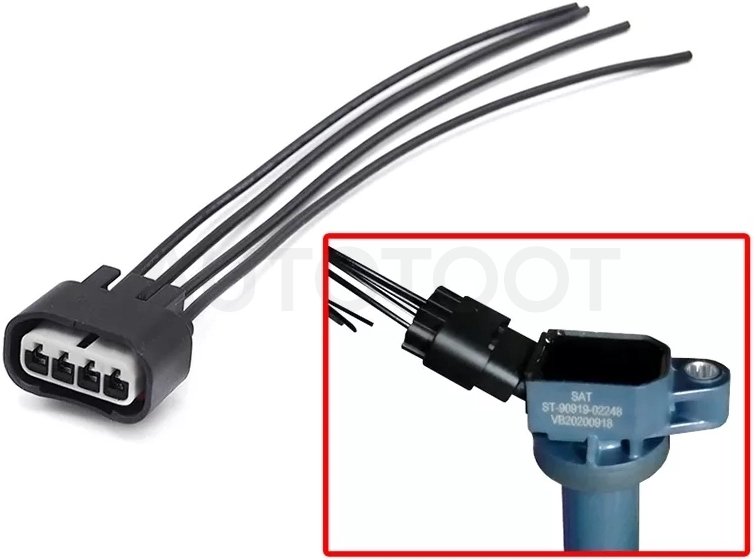 Разъем катушки зажигания TOYOTA ALLEX/ALLION/BB/COROLLA/AXIO/FIELDER/RUNX/SPACIO/FUNCARGO/IST/PLATZ/PORTE/PROBOX/RACTIS/RAUM/SUCCEED/VITZ/YARIS/VERSO 1NZ/2NZ/1SZ/2SZ/1ZZ/2ZZ/1KRFE/