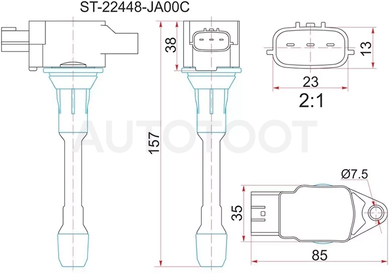 Катушка зажигания NISSAN J32 QR25/SC11 HR15/HR16/MR18/J10 MR20DE/C25 MR20/Y12