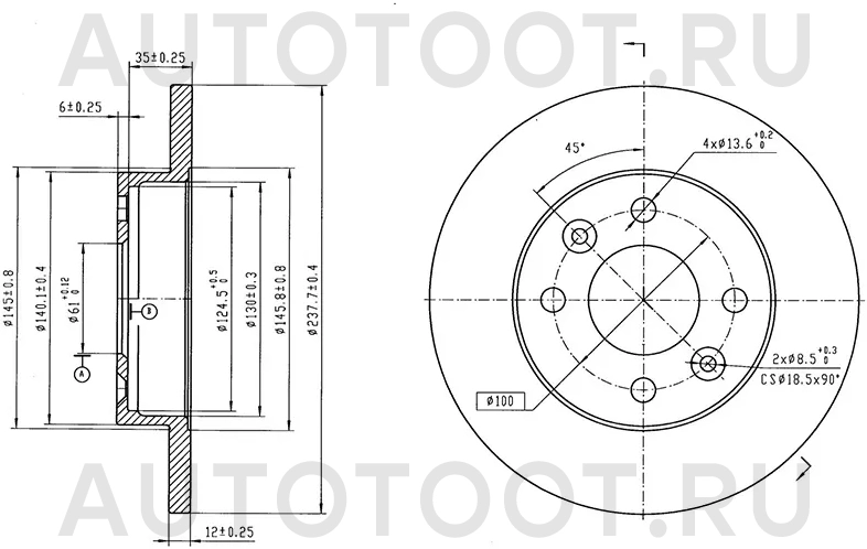 Диск тормозной (Спереди) Renault Logan 04-16 / Sandero 09-14 - Артикул ST250123 - Производитель Sat - Фото, Отзывы, Цены
