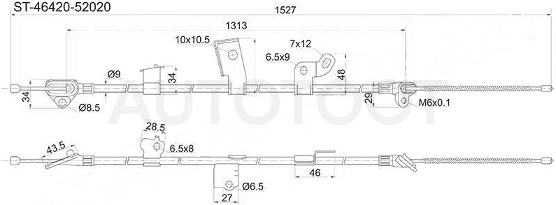 Трос ручного тормоза правый -BC224 Japanparts для TOYOTA PLATZ, TOYOTA ECHO, TOYOTA VITZ, TOYOTA YARIS