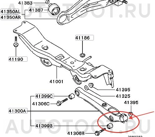 Сайлентблок задней поперечной тяги наружный (шароблок) -FG0282 Fixar для MITSUBISHI AIRTREK, MITSUBISHI LANCER, MITSUBISHI OUTLANDER