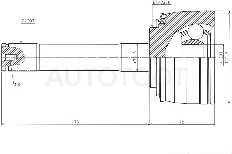 Шрус (Спереди/ Наруж) Toyota Land Cruiser (J100) 98-07 / Lexus LX 98-07 / Toyota Land Cruiser Cygnus 98-07