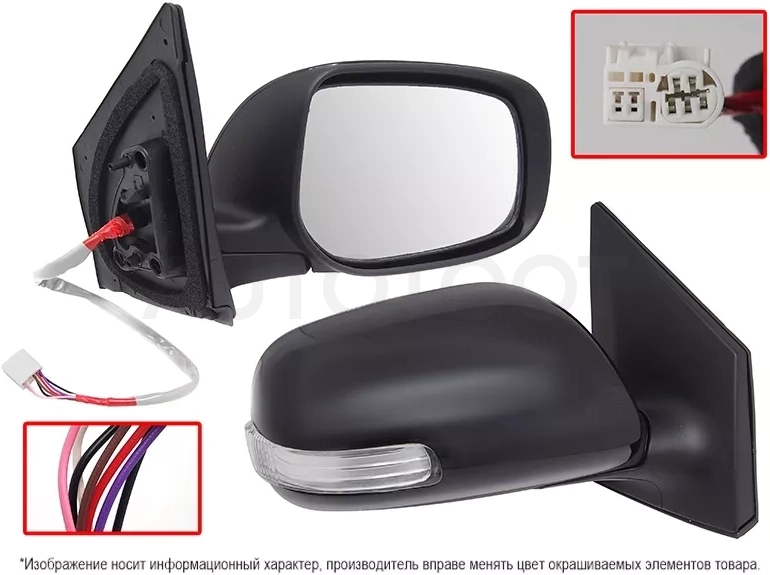 Зеркало Toyota Corolla (E150) 10-13 (Справа/ Обогрев/ Регулировка/ Повторитель поворота/ 7 контактов)