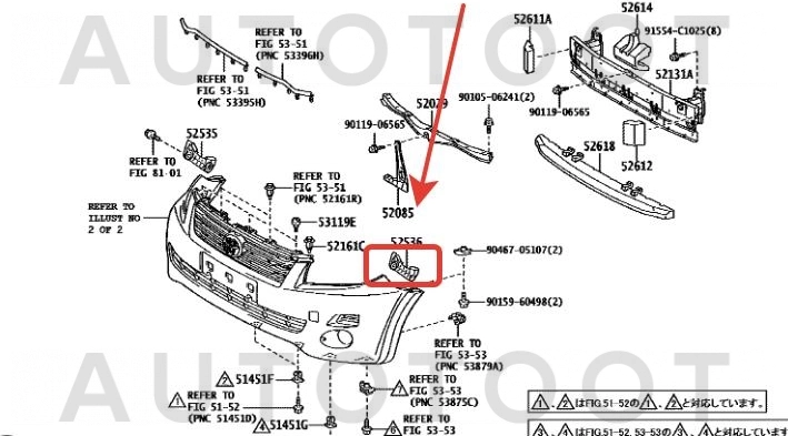 Крепление переднего бампера правое -5253542030 Toyota для TOYOTA RAV4
